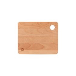 Frühstücksbrett aus Holz mit kleinem middenmang-Logo.