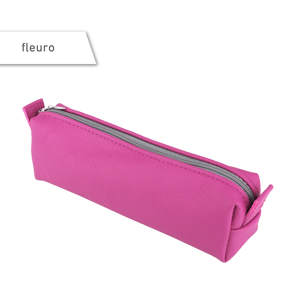 Ein Federmäppchen aus Leder in der Farbe fleuro.