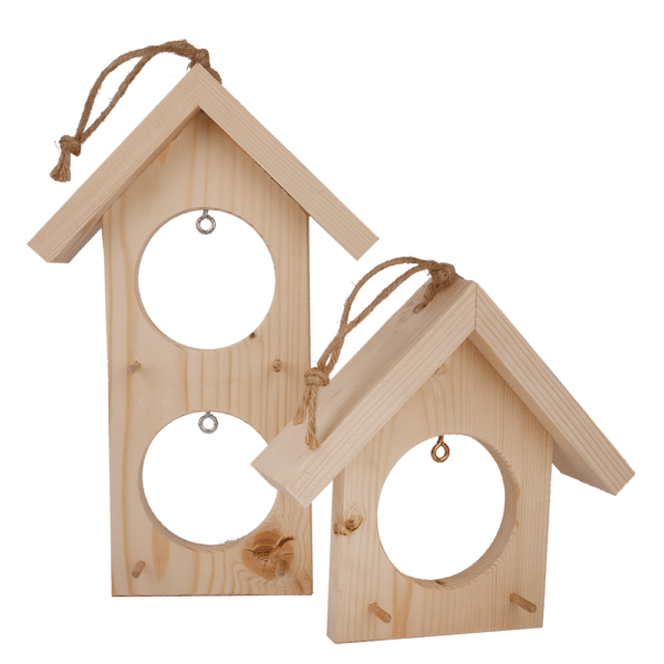 middenmang Vogelfutterhaus aus Holz mit einem oder zwei Meisenknödellöchern
