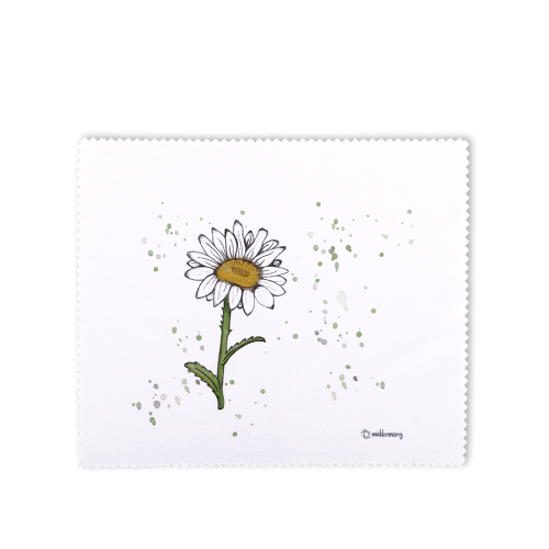 Brillenputztuch mit Gänseblümchen.