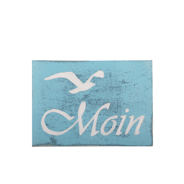 Postkarten aus Holz mit Möwen-Motiv und Aufschrift Moin.