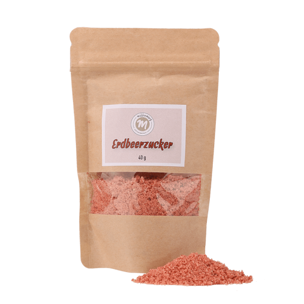 Tüte mit Erdbeerzucker.